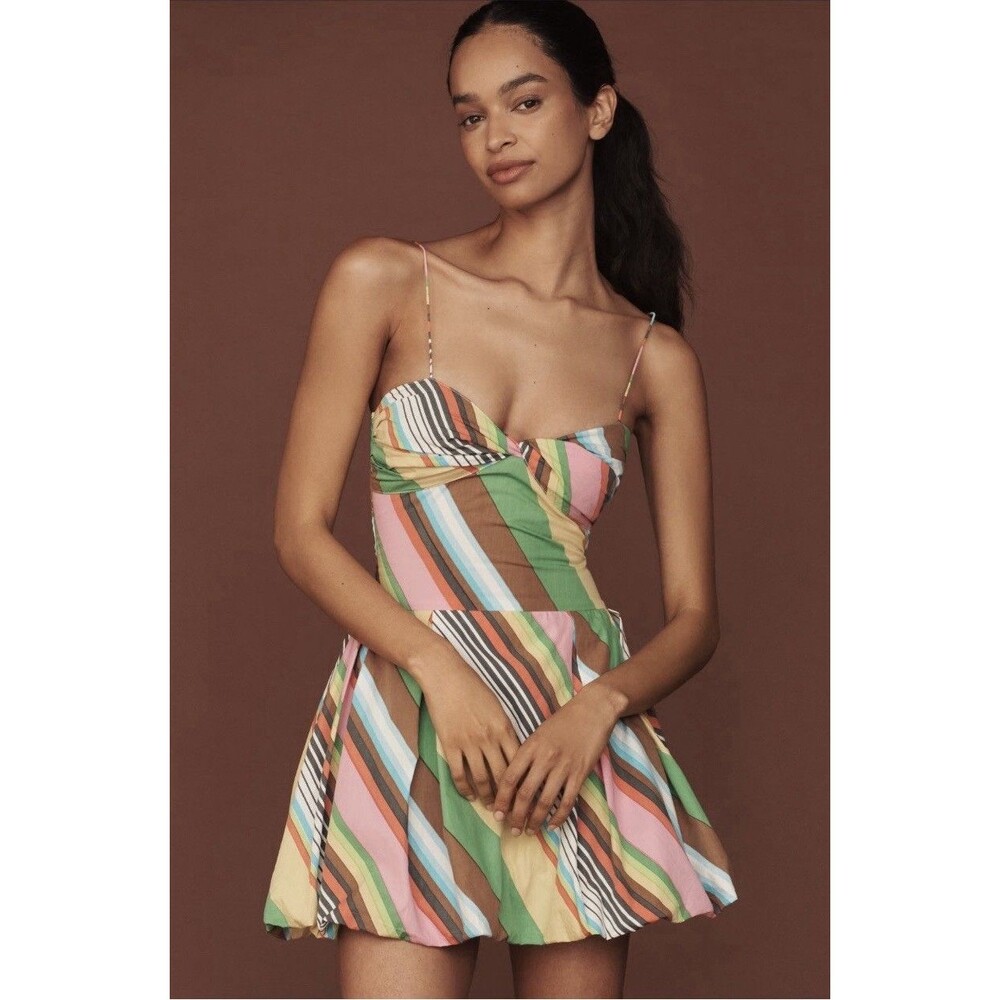 Anthropologie S/W/F Fitted Balloon Mini Dress Sz Lg La Fiesta - Picture 1 of 8